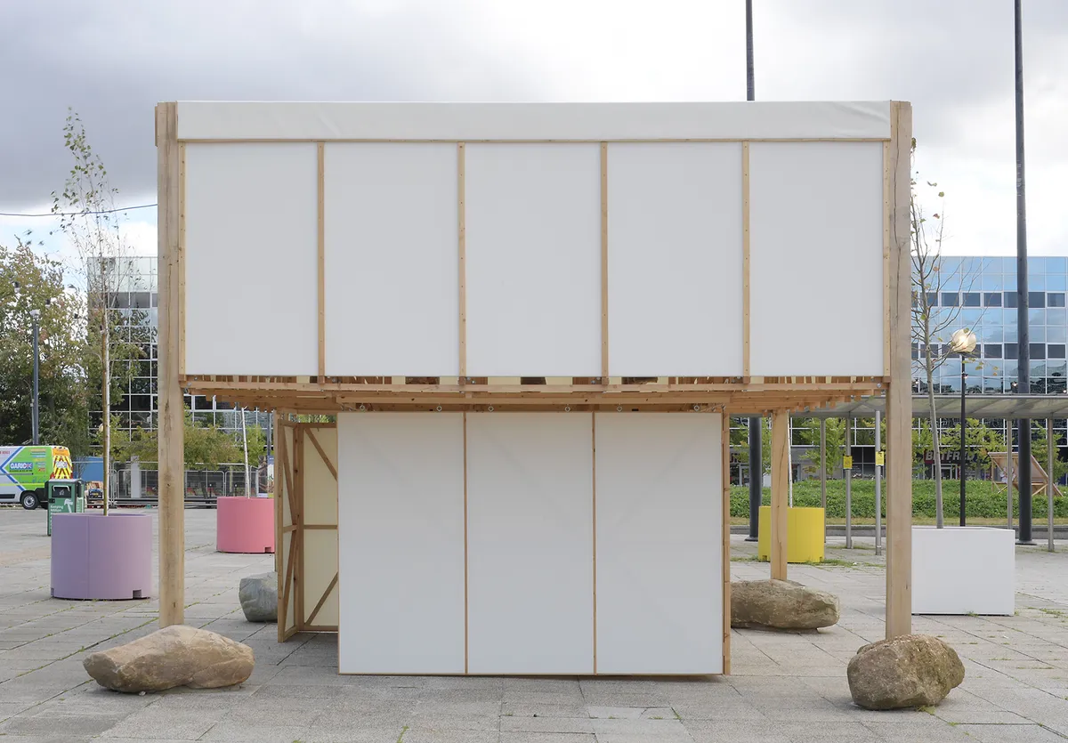 The Modernist Glade' Art Installation in Station Square, Milton Keynes