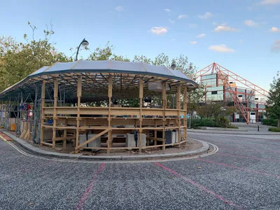 Scaffolding for 'The Built, The Unbuilt and The Unbuildable' Festival Structures, Milton Keynes