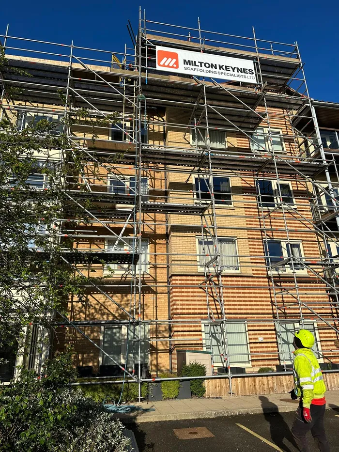 Emergency Scaffolding at Lovat Fields Village, Milton Keynes