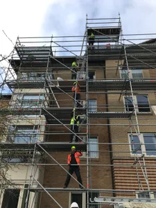Emergency Scaffolding at Lovat Fields Village, Milton Keynes