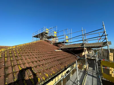 Emergency Scaffolding at Lovat Fields Village, Milton Keynes
